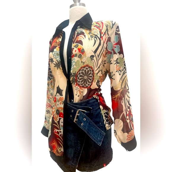 Floral Print Women's Sheer Blouse - Picture 1 of 6